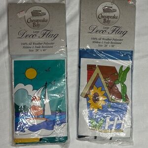 Lot of 2 Chesapeake Bay Ltd Large Garden Flags Sailboat Birdhouse NWT 28” x 40”